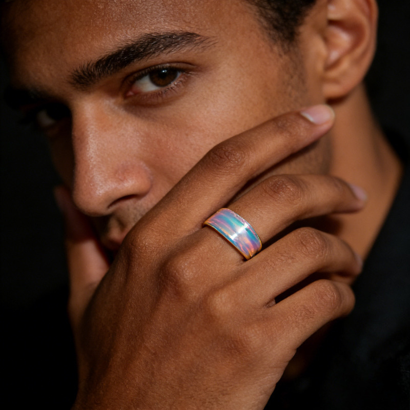 Rainbow Wide Ring, Colorful Sparkling Gift for All